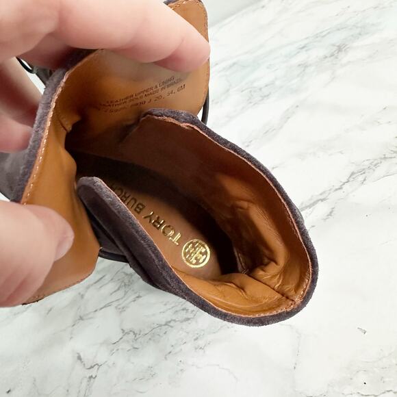 Tory Burch Women's Suede Lila 90s Scrunch High Heel Ankle Booties Size 6 - Picture 13 of 14